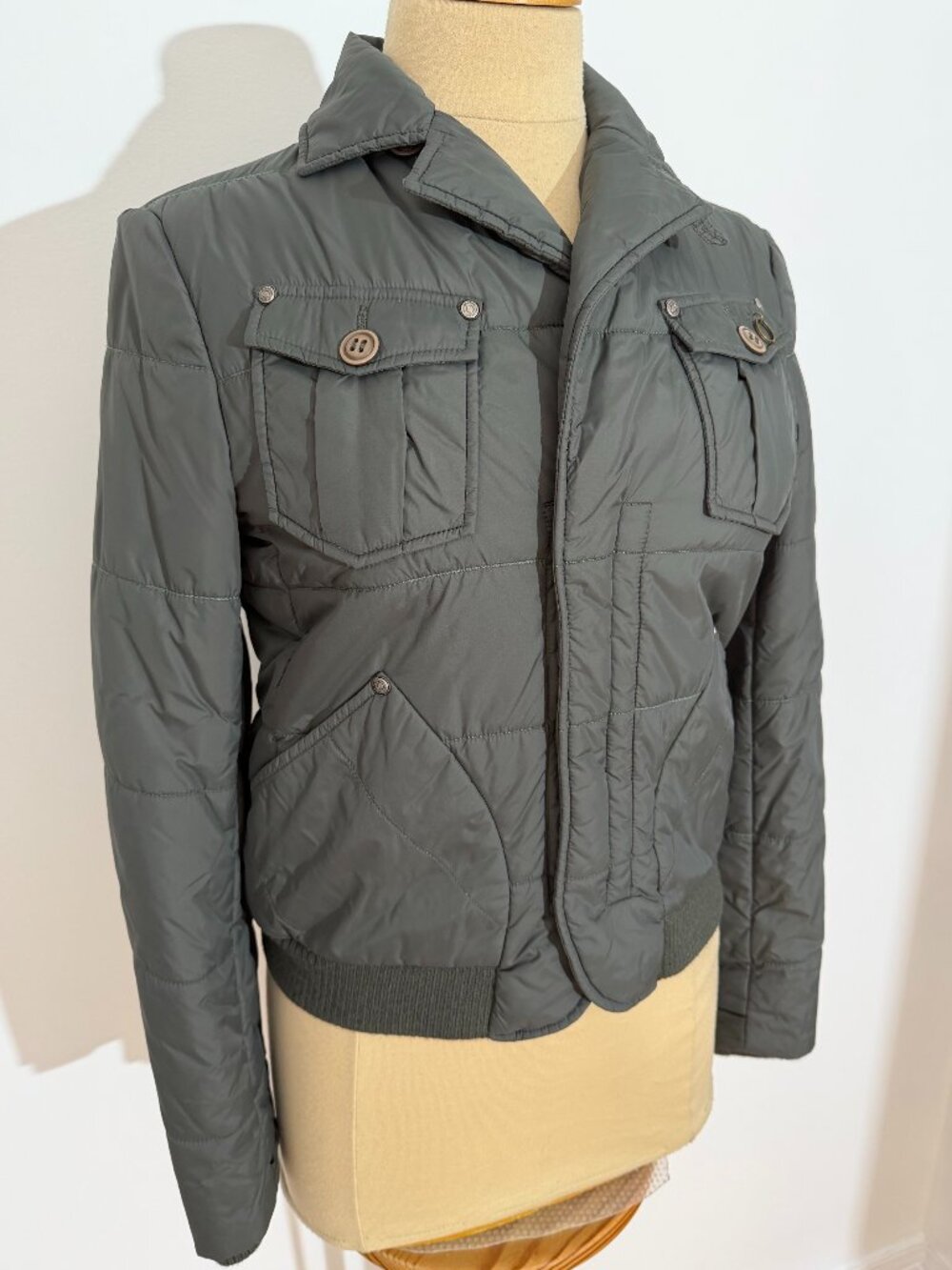 Diesel Y2K Nylon Bomber Jacket Zipper Snap Closure